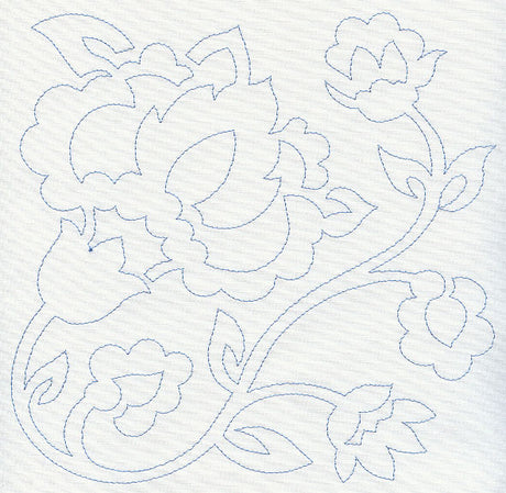 Jacobean Flower Quilting Square 2 (Single Run)