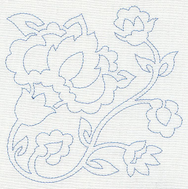 Jacobean Flower Quilting Square 2 (Single Run)