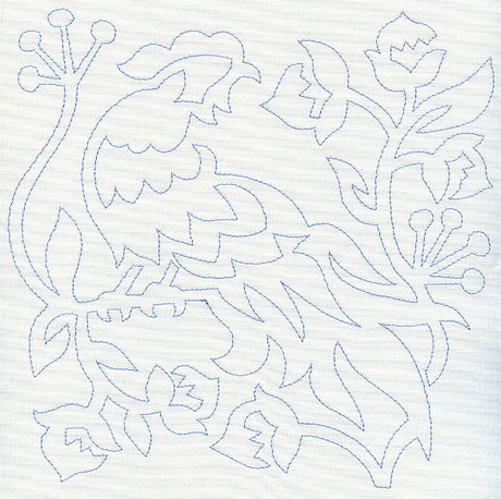 Jacobean Bird Quilting Square 1 (Single Run)