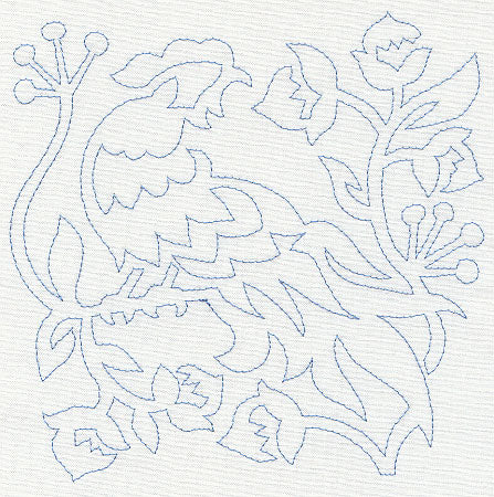 Jacobean Bird Quilting Square 1 (Single Run)