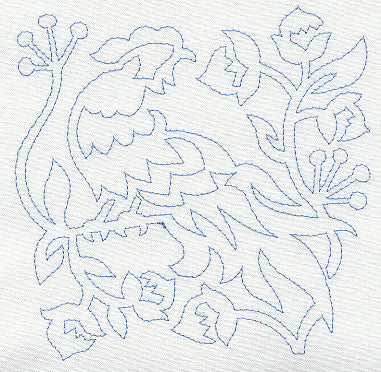 Jacobean Bird Quilting Square 1 (Single Run)