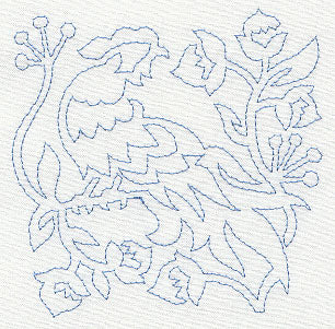 Jacobean Bird Quilting Square 1 (Single Run)