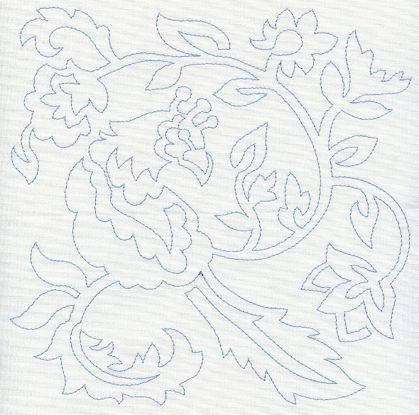 Jacobean Bird Quilting Square 2 (Single Run)