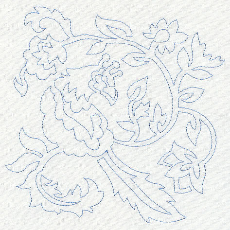 Jacobean Bird Quilting Square 2 (Single Run)