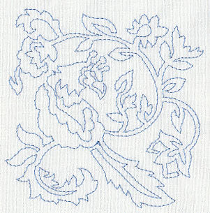 Jacobean Bird Quilting Square 2 (Single Run)