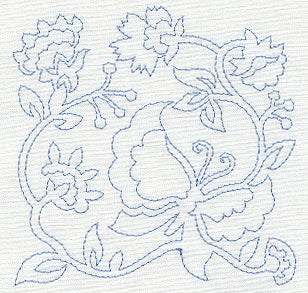 Jacobean Butterfly Quilting Square 1 (Single Run)