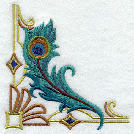 Art Deco Peacock Feather Corner – Embroidery Library