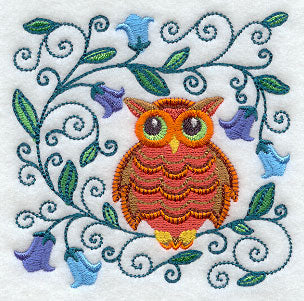 Owl Perched in Flowers