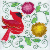 Cardinal and Chrysanthemums
