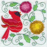 Cardinal and Chrysanthemums