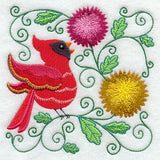 Cardinal and Chrysanthemums