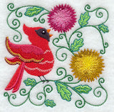 Cardinal and Chrysanthemums