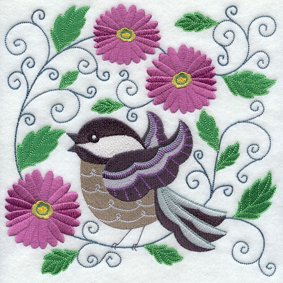 Chickadee and Blooms