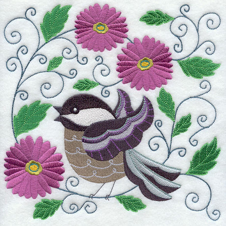 Chickadee and Blooms
