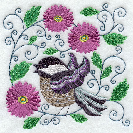 Chickadee and Blooms