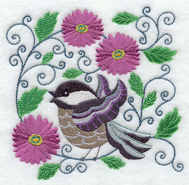 Chickadee and Blooms