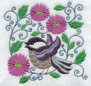 Chickadee and Blooms