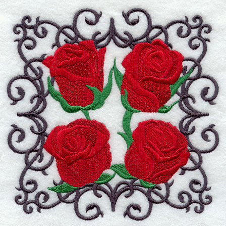 Scrollwork Rose Square
