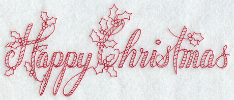 Happy Christmas Border (Redwork)