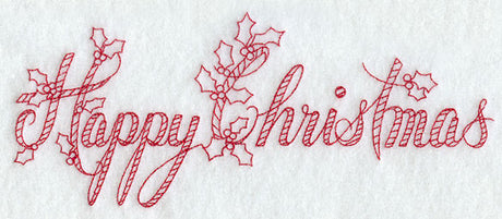 Happy Christmas Border (Redwork)