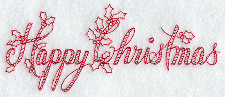 Happy Christmas Border (Redwork)