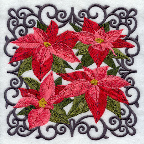 Scrollwork Poinsettia Square