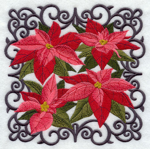 Scrollwork Poinsettia Square