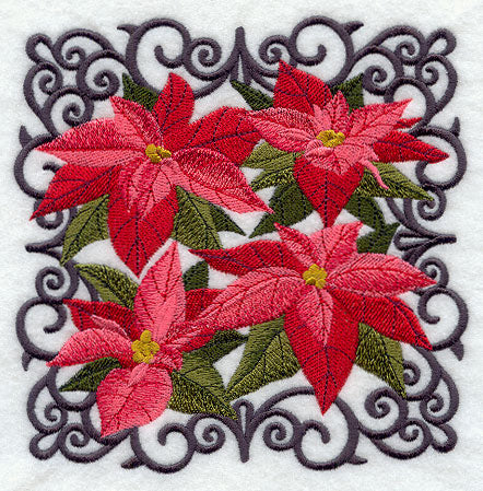 Scrollwork Poinsettia Square