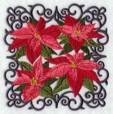 Scrollwork Poinsettia Square