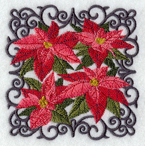 Scrollwork Poinsettia Square