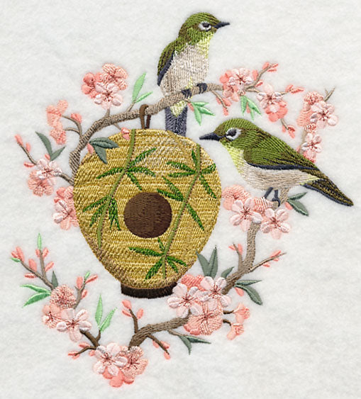 Japanese White-eye and Birdhouse