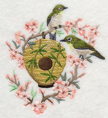 Japanese White-eye and Birdhouse