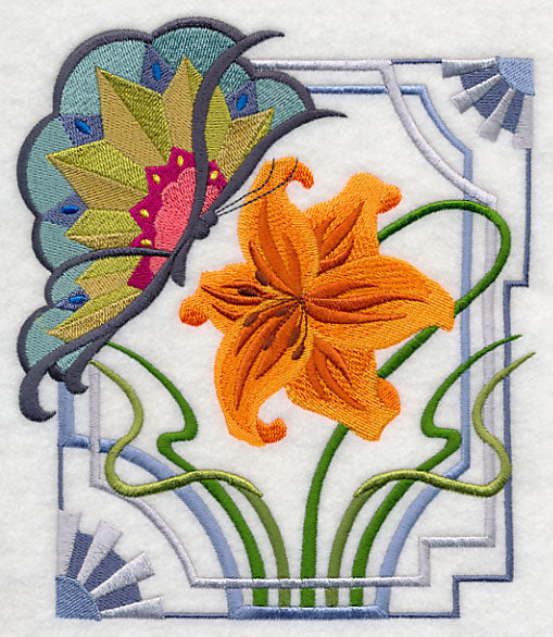 Art Deco Butterfly and Tiger Lily