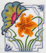 Art Deco Butterfly and Tiger Lily