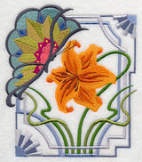 Art Deco Butterfly and Tiger Lily