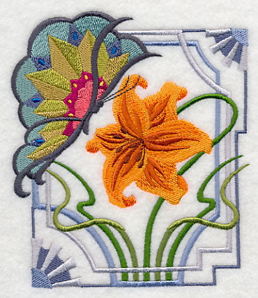 Art Deco Butterfly and Tiger Lily