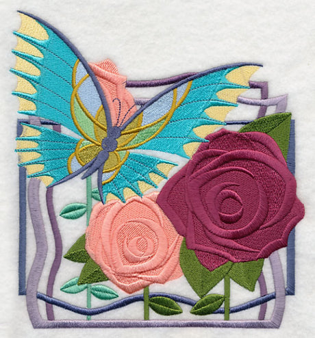 Art Deco Butterfly and Roses