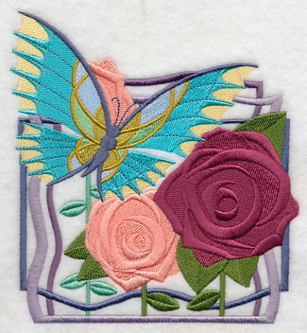 Art Deco Butterfly and Roses