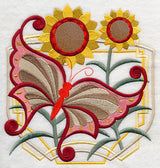 Art Deco Butterfly and Sunflowers