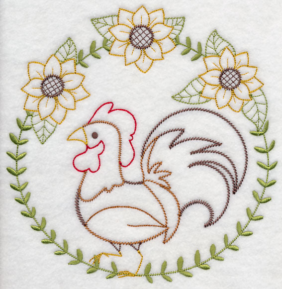 Rooster and Sunflowers (Vintage)