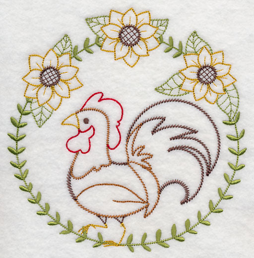 Rooster and Sunflowers (Vintage)