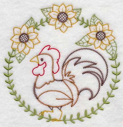 Rooster and Sunflowers (Vintage)