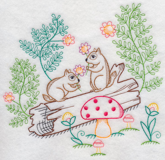 Chipmunks Picking Flowers (Vintage)