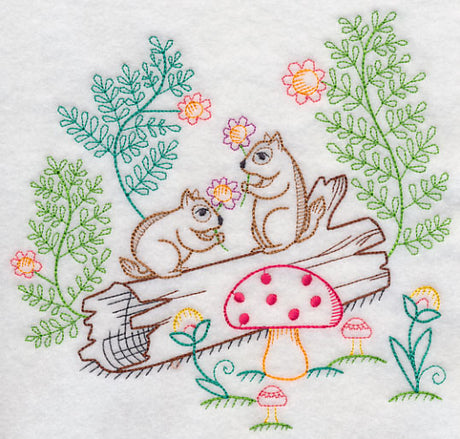 Chipmunks Picking Flowers (Vintage)