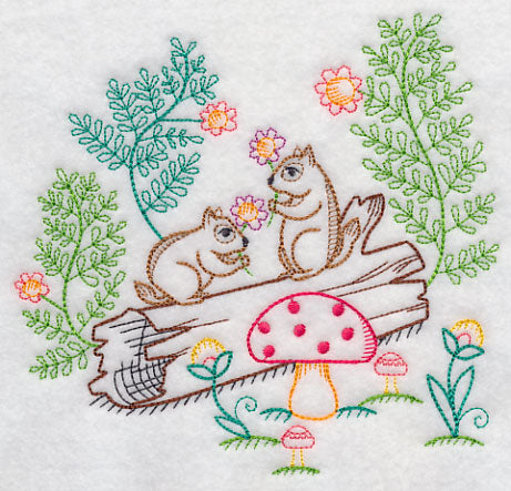 Chipmunks Picking Flowers (Vintage)