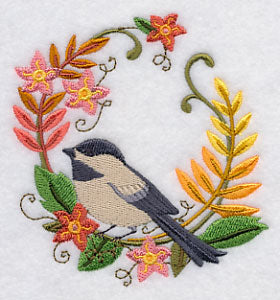 Chickadee in Autumn Wreath