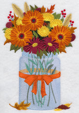 Autumn Flowers in Mason Jar