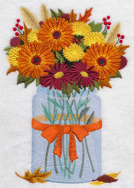 Autumn Flowers in Mason Jar