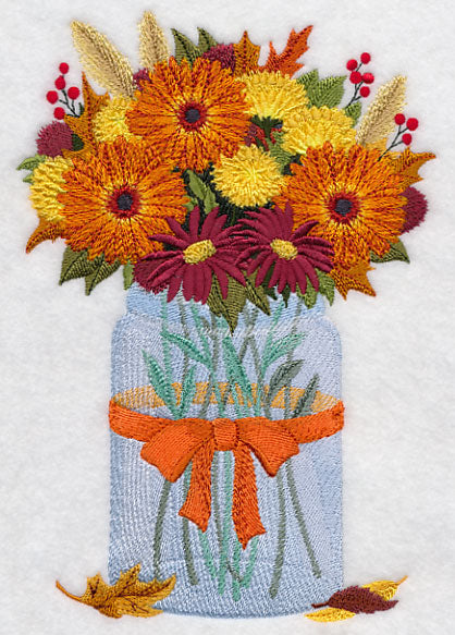 Autumn Flowers in Mason Jar