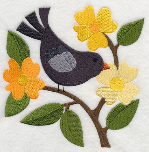 Crow in Bright Blossoms